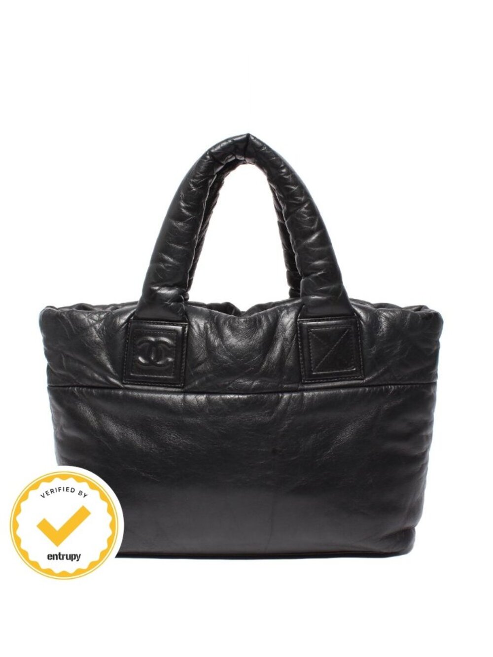 Chanel Tote Shoulder Bag Silver Coco Cocoon